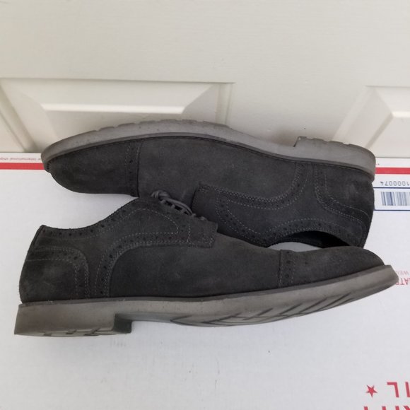 Wallin & Bros Charcoal Suede Leather Oxford Dress Shoes Black Cap Toe Size 10 main image 4